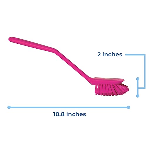 Vikan 42371 Brush,Dish,Scraping Edge,Medium,11",PP/PBT,Pink
