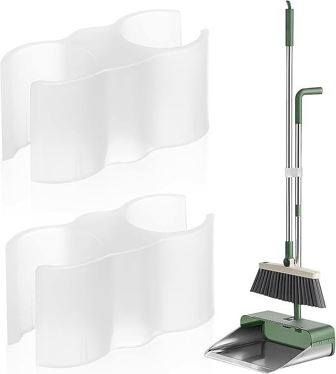 2pcs Double Clamp Broom and Dustpan Connector Set, Secure Cleaning Pole Clamp Accessories for Household Sweeping Tools, Sturdy Dustpan Handle Clip for Home and Office Use