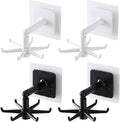 ARTIBETTER 4pcs Rotatable Kitchen Utensil Hooks Set, 360° Swivel Hanging Holders for Wall Under Cabinet Storage, Black and White Non-Drill Hooks for Space-Saving Organization
