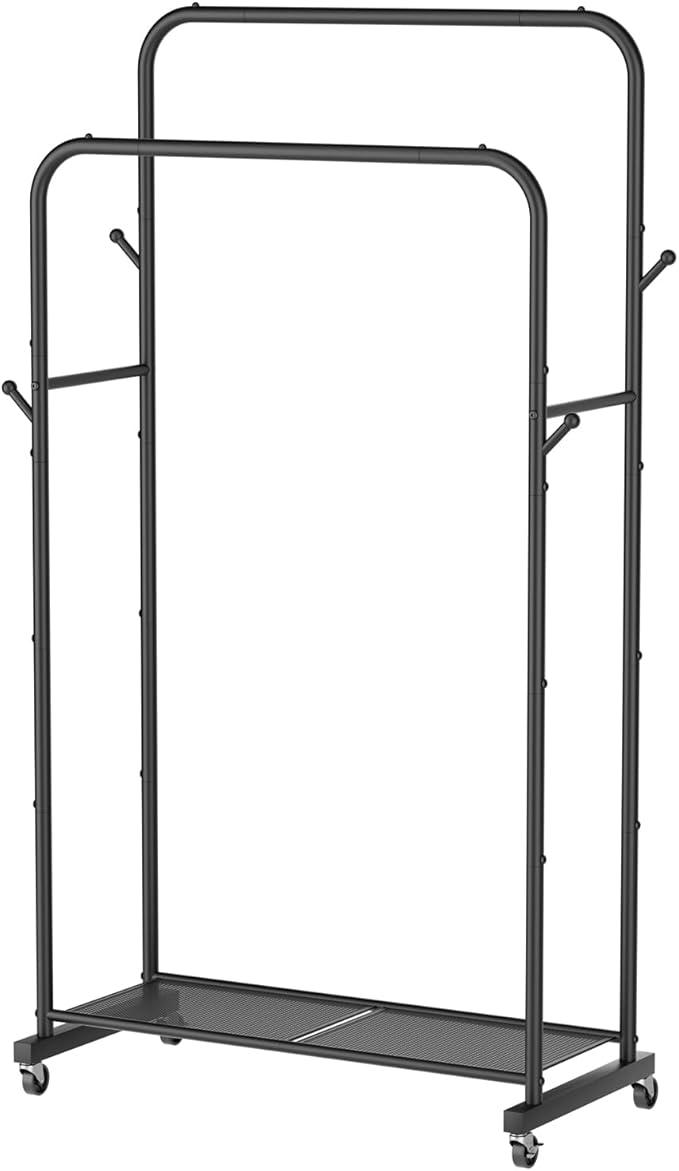 Golpart Clothes Garment Coat Rack Drying Clothing Racks Metal Freestanding for Hanging Clothes Portable Closet for Laundry Bedroom Black