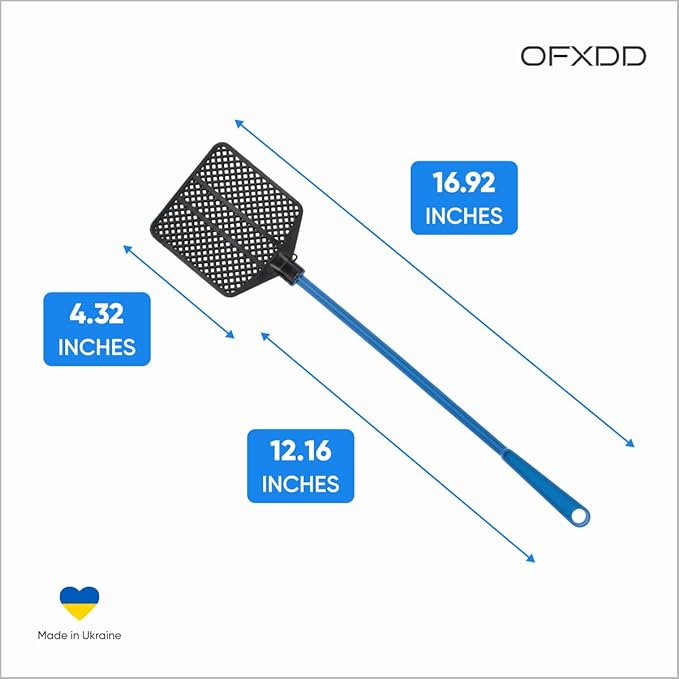 Rubber Fly Swatter, Long Fly Swatter Pack, Fly Swatter Heavy Duty (3 Pack) (Blue)