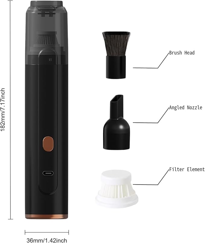 Mini Vacuum Cleaner Cordless Handheld, Portable Desk Vacuum for Coffee Grounds and Keyboard Dust, Rechargeable Small Car Vacuum, 42000 RPM Motor