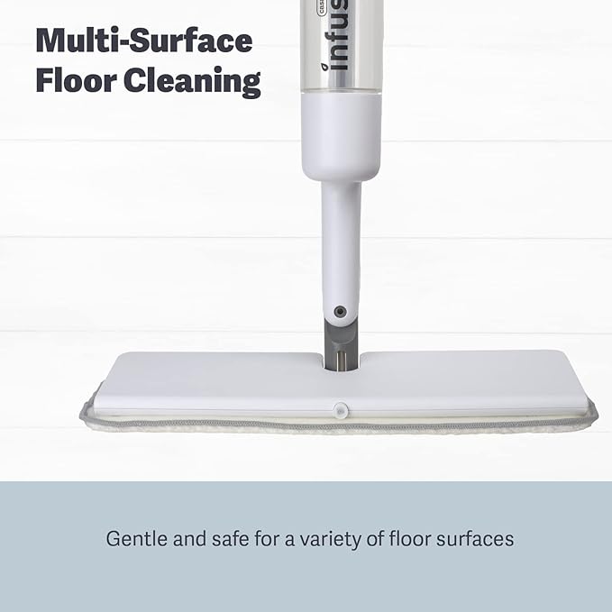 Casabella Infuse Multi-Surface Floor Spray Mop Cleaning Kit with Cleaning Concentrate Refill, White