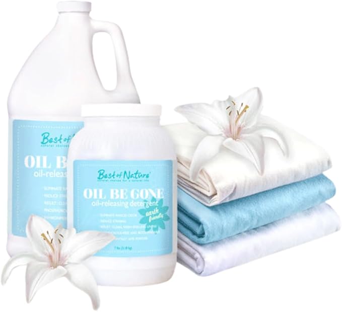 Oil Be Gone Liquid Laundry Detergent – Heavy-Duty Massage Sheet Stain Remover with Brighteners – Case of 4 (1 Gallon each), Concentrated Formula