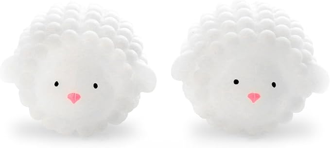 Kikkerland Set of Two Reusable Dryer Buddies for Laundry – Fabric Softener Dryer Balls – Control Static, Remove Wrinkles, Dry Clothes Faster, Lambs