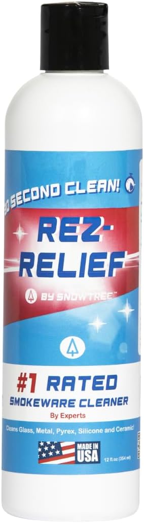 SNOWTREE - Rez Relief Glass Cleaner Solution for Glass, Ceramic, Metal & Silicone - 12 Fluid Oz Bottle - Refreshing Citrus Scent Glass Cleaner Liquid - Removes Stains & Smells