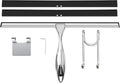 TOOVEM 14 Inch Shower Squeegee for Glass Doors, Window, Bathroom, Car Windshield, Shower Cleaning Tools with S Hook, Square Sticky Hook (Silver)