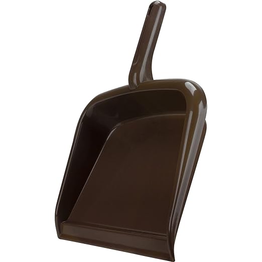 SPARTA Large Handheld Dustpan with Hanging Hole, Heavy-Duty Plastic Dustpan with Wide Lip for Countertops and Surfaces, Plastic, 10 Inches, Brown, (Pack of 12)