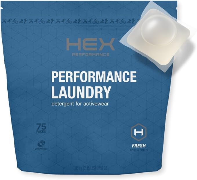 HEX Performance Laundry Detergent Packs for Activewear & Sports Clothes, Deep Odor & Sweat Removal, Eco-Friendly Biodegradable Formula, HE Compatible, Fresh Clean Scent – 75 Count