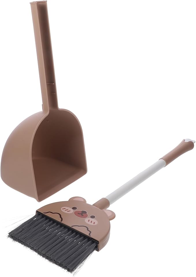 PRETYZOOM Cartoon Children's Broom and Dustpan Set Small Size Plastic Kids Housekeeping Cleaning Tools for Home Use Toddler Accessories 1 Set