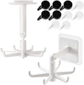 2 Pack Rotating Adhesive Hook Hanger – 10-Hook Kitchen & Bathroom Organiser, Under Cabinet Storage for Utensils, Towels & Tools, Space-Saving Swivel Hooks for Home & Garage