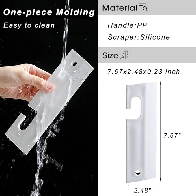 2PCS,White Silicone Squeegee with Hanging Hole, Water Blade for Cleaning Kitchen Countertops Sink, Bathroom Shower Mirrors Glass, Car Windows Wiper Scraper, Flexible Waterblade Cleaner Tool