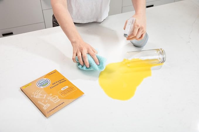 Brave Planet Eco-Friendly All-Purpose Cleaner Sheets – Biodegradable, Non-Toxic, No Parabens, Phosphates, or Ammonia – Fresh Lemon Scent – 12 Multi-Surface Dissolvable Sheets for Home