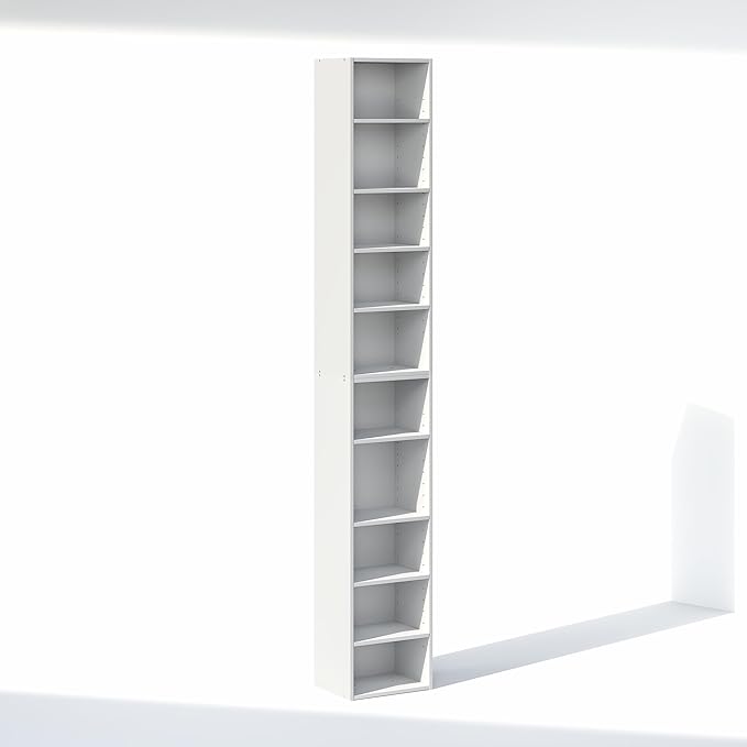Furinno PASIR 10-Tier Closet Organizers and Storage, Open Shelf, Storage Organizer, 12-Inch Width, for Closet, Bedroom, White