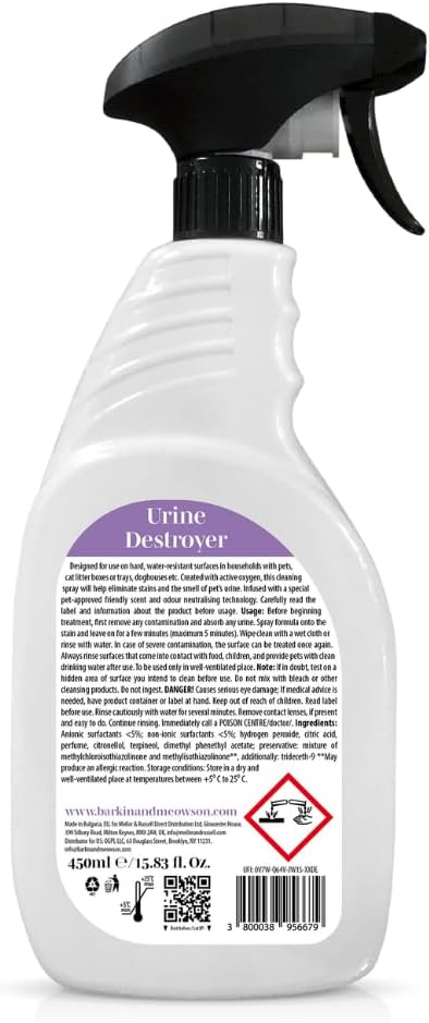 Barkin & Meowson Odor Neutralizing Urine Destroyer Spray 450ml / 15.83 fl.oz - Cleaning Spray for Hard Surfaces