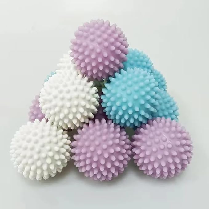 Reusable Laundry Dryer Balls, Pink Plastic Anti-Static Fabric Softener, Reduces Wrinkles, Sustainable Cleaning Supplies, Essential Washing & Drying Aid for Soft, 6 Pack, 2.36 in (Pink)