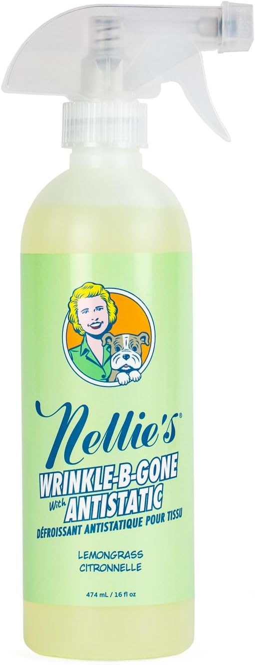 Nellie's Wrinkle-B-Gone - Plant-Based Clothing Static & Wrinkle Remover - Convenient, Responsible, and Effective - Revitalize Your Clothes in Minutes (16 fl oz) - Made in Canada