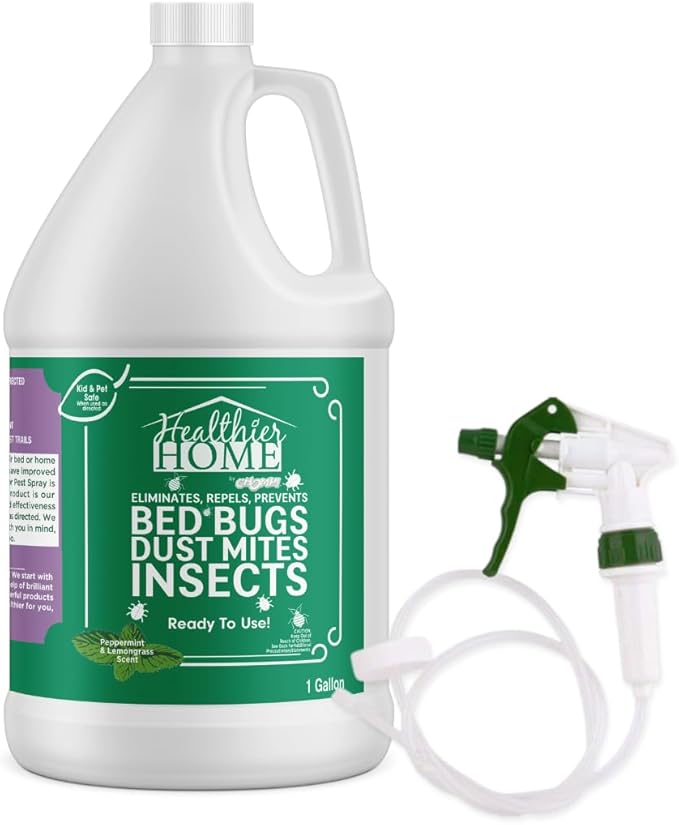 CHOMP! Insect and Pest Control Spray, 128 Ounces, Indoor and Outdoor Use, Plant-Based Formula Ants, Bed Bugs, Dust Mites Spiders, Made with Peppermint, Lemongrass, Geraniol