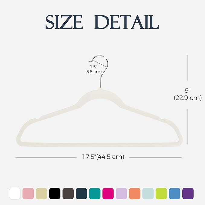 HOUSE DAY Ivory Velvet Hangers 60 Pack, Non Slip Clothes Felt Hanger Heavy Duty for Coat, Premium Slim Space Saving Suit Hangers for Closet Organizer, 360° Rotating Silver Hook
