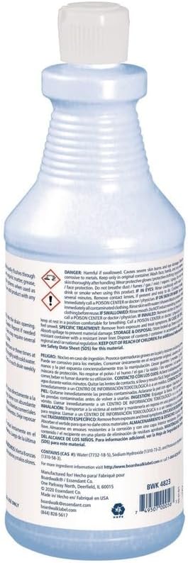 Boardwalk BWK 4823EA 32 oz Bottle Unscented Industrial Strength Alkaline Drain Cleaner