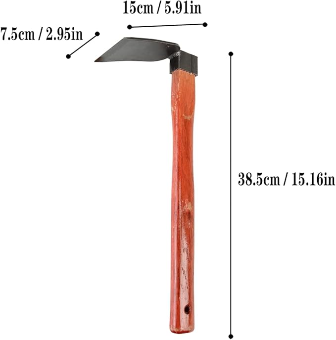 Garden Hoe with Wooden Handle | Heavy Duty Steel Gardening Tool for Weeding, Planting Vegetables and Flowers | Durable Farming Hoe for Outdoor Use