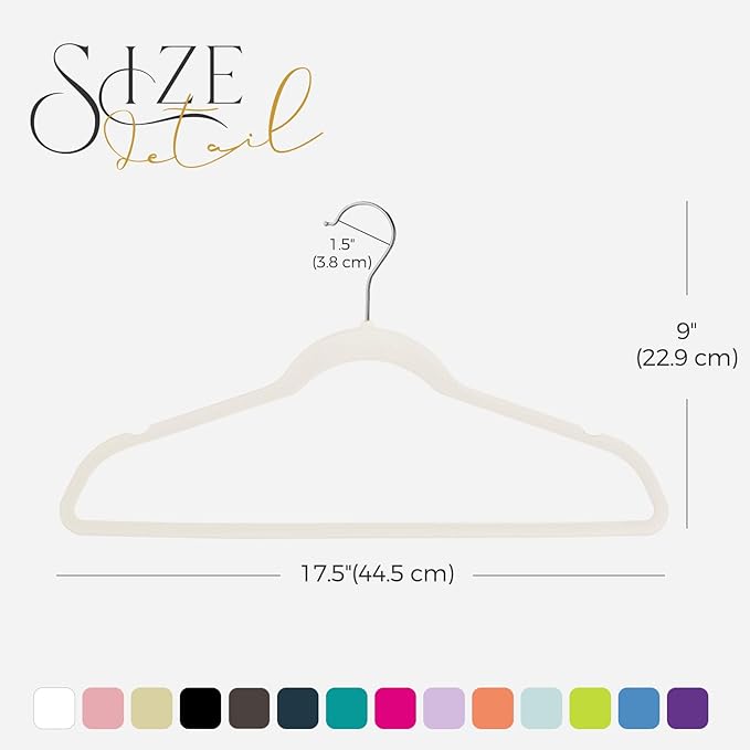HOUSE DAY Premium Velvet Hangers 50 Pack Ivory, Non-Slip Flocked Felt Hangers, Sturdy Clothes Hanger with 360° Rotatable Hook, Heavy Duty Durable Slim Coat Hanger for Closet Space Saving