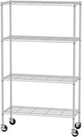 FDW 4-Tier Wire Shelving Unit Adjustable Garage Shelving 1400 lbs Weight Capacity Storage Shelves with Wheels for Home Kitchen Garage Commercial, 14" Dx36 Wx62 H, Chrome
