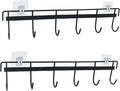 2 Pcs Kitchen Utensil Rack with 4 Adhesives - Adhesive Kitchen Utensils Hanging Rack Utensil Holder for Kitchen, Bathroom, and Bedroom(Black)