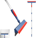 Floor Squeegee for Concrete Floor, 15.8" Large Heavy Duty Squeegee for Floor with 60" Adjustable Handle, 2-in-1 Silicone & EVA Blade for Garage,Concrete,Tile,Bathroom,Window Glass Cleaning