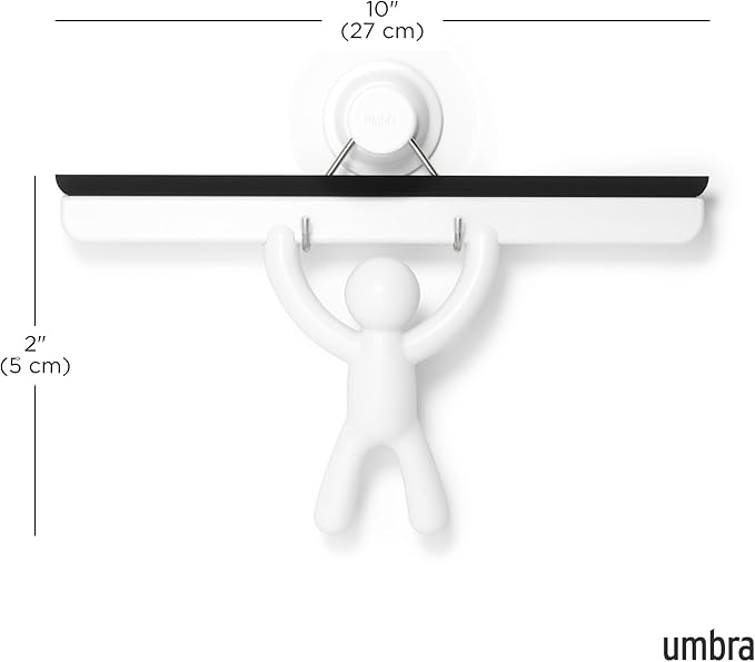 Umbra Buddy Bathroom Squeegee for Shower, Mirror, Window - Adhesive Storage Hook Included