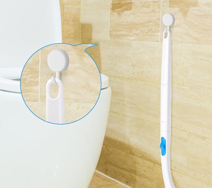 Disposable Toilet Bowl Brush Holder System, Fresh Refills for Bathroom Scrubber, 1 Toilet Brush+1 Holder+1 Cleaning Glove+12 Refills