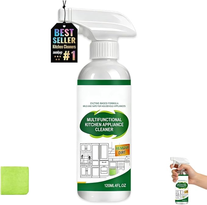 Multifunctional Kitchen Appliance Cleaner Spray Pro Powerful Grease Stain Removal Invisible Protective Layer Effortless Scrub Free Versatile Whole Home Use Light Refreshing Scent 4oz(1Pc)