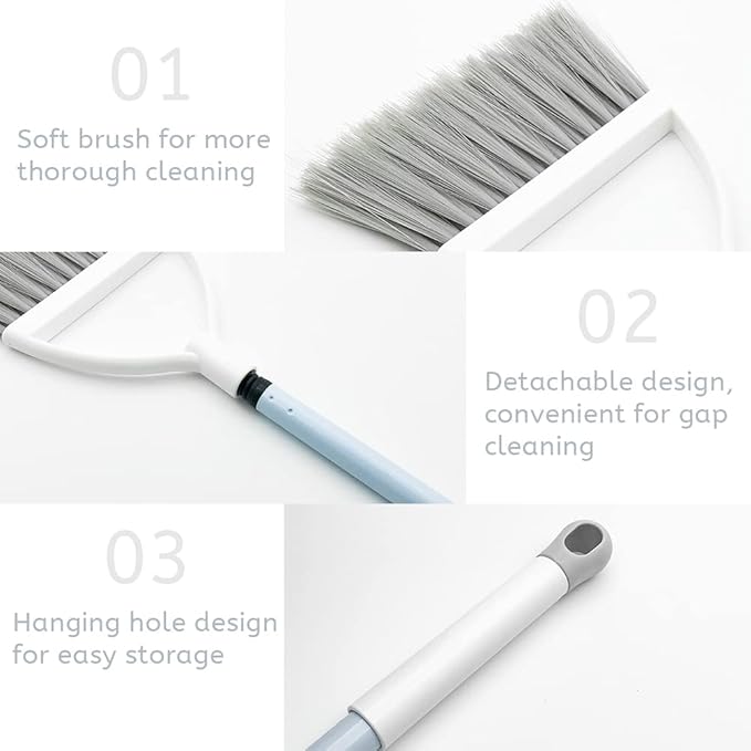 Small Broom and Dustpan Set, Household Mini Broom and Dustpan Set, Mini Broom and Cleaning Set Suitable for Various Small Areas (White)