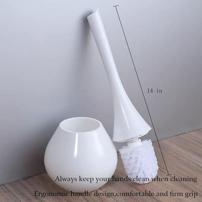 White Toilet Brush and Holder Set,Modern Bathroom Decor Closed Toilet Bowl Brush Household Cleaning Brush for Bathtub