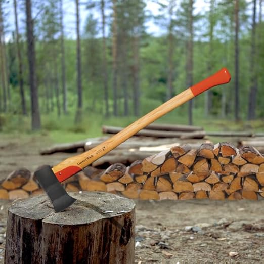 Kings County Tools Maul Wood Splitter Axe - 31.5” Wood Splitting Axe with Hickory Handle and Log Splitter Wedge Steel Blade - German-Made Firewood Splitter Splitting Maul Camping Axe Bushcraft Gear