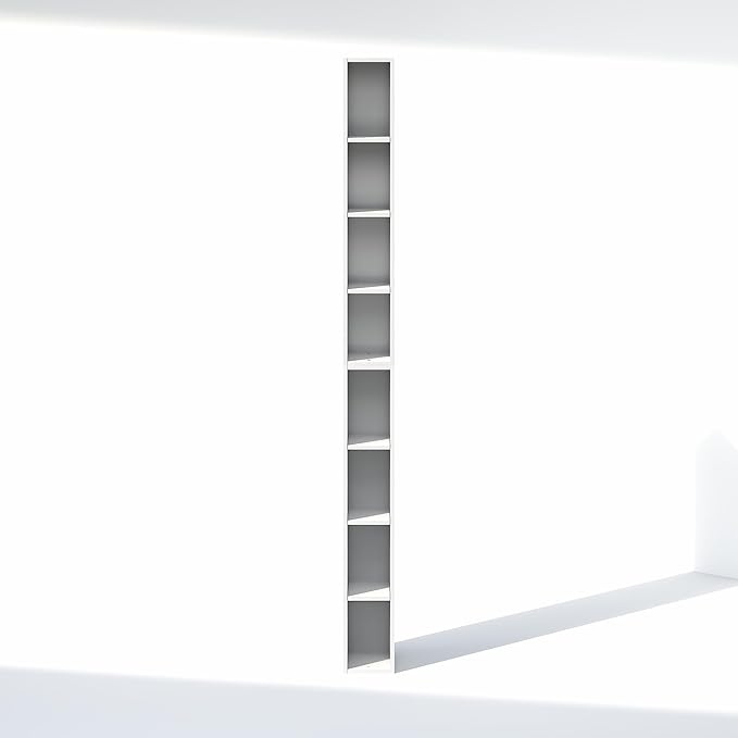 Furinno Fulda 8-Tier Closet Organizers and Storage, Open Shelf, Storage Organizer, 6-Inch Width, for Closet, Bedroom, White