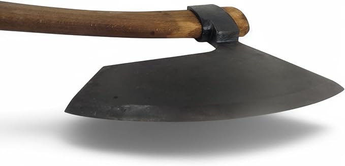 Hand-Forged Hewing Bearded Broad Axe – European Style | Timber Framing, Log Building & Woodworking Tool | Razor-Sharp High-Carbon Steel Blade with Offset Curved Beechwood Handle