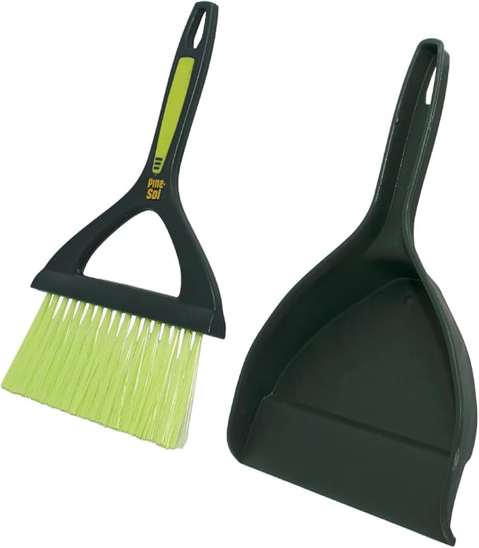 Pine-Sol Mini Dustpan and Brush Set | Nesting Snap-On Design | Portable,Compact Dust Pan and Hand Broom for Cleaning,Green,(Pack of 12)