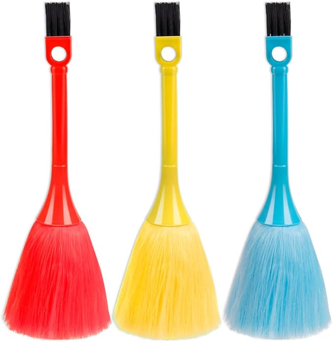 ZORZA 3Pcs Mini Dusting Brush Fluffy Microfiber Duster Anti Static Keyboard Brush Computer Screen Brush Dusting Tools for Electronics' Dusting Needs(3 Colors)