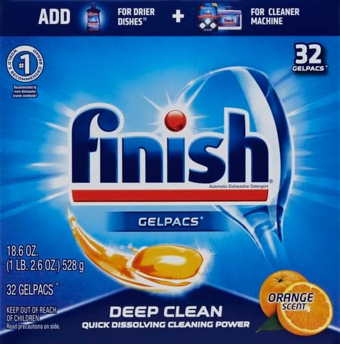 Finish Gelpacs Dishwasher Detergent, Orange Scent, 32 Count