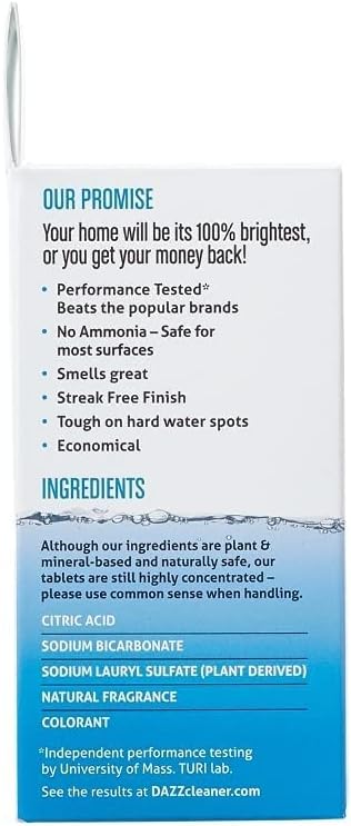 DAZZ Natural Cleaning Tablets - Window & Glass Cleaner Refill Pack - Makes (4) 32oz Bottles - Just Add Water