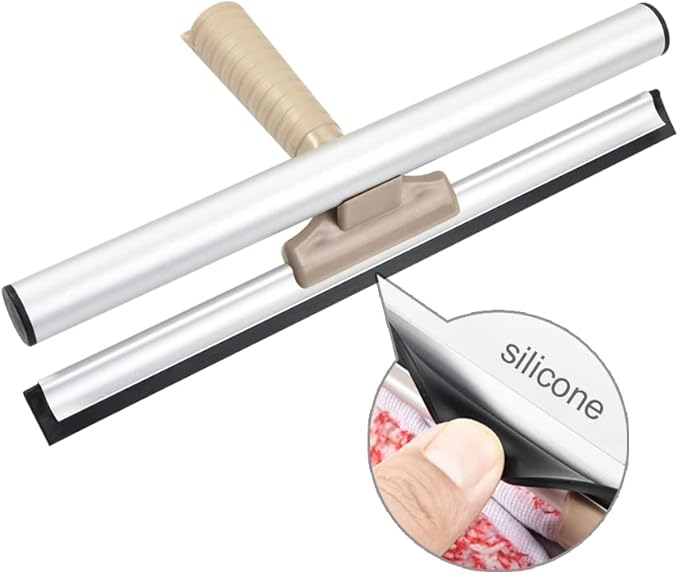 Multi-Purpose 12 inch Window Squeegee with 6.7inch-49.4inch Adjustable Aluminum Pole, Highly Absorbent Microfiber Window Scrubber for Window Cleaning,Car Cleaning.
