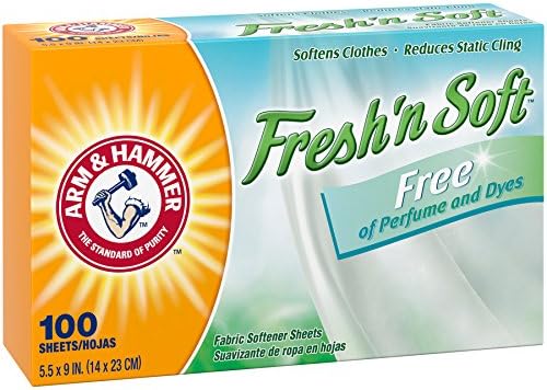 Arm & Hammer Fabric Softener Sheets, Free of Perfumes and Dyes, 100 ct