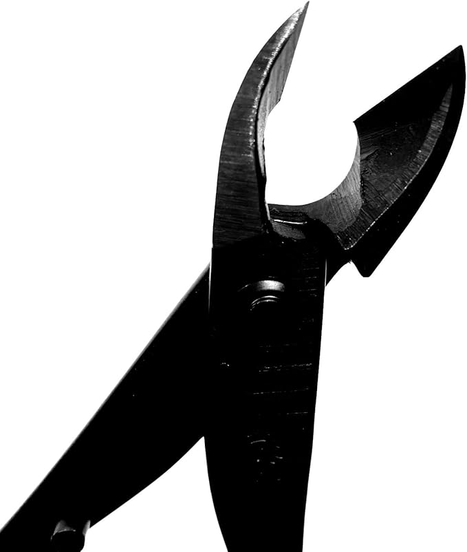 KAKURI Bonsai Concave Branch Cutter 7" (180 mm) Professional Bonsai Tool, Japanese Carbon Steel, Round Curved Blade, Black, Made in JAPAN