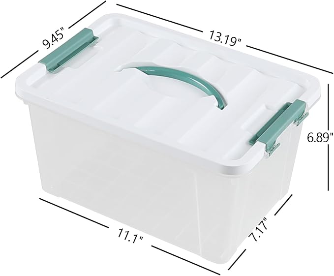 6 Pack 14 L Clear Storage Latch Box, Plastic Storage Bins with Lids