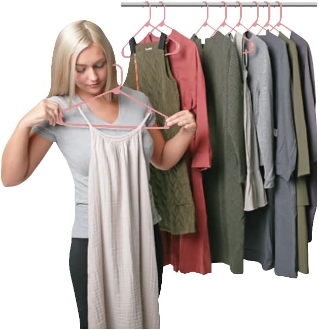 Sharpty Plastic Hangers Clothes Hangers for Clothing, Closet, Coats & Shirts - Durable & Space Saving - for Everyday Standard Use, Room Essentials & Basics - 20 Pack - Pink