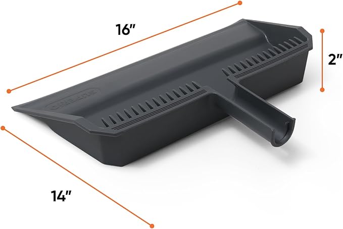 Superio Wide Plastic Dustpan with Comb - 16" Wide, Rubber Lip, Broom Handle Clip, Grey