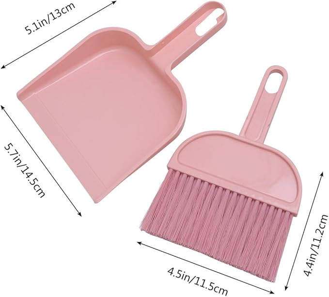 minkissy Mini Broom and Dustpan Set Portable Small Cleaning Tools for Pet Cages Desktop Keyboards and Narrow Spaces 8.07X5.70X1.18In