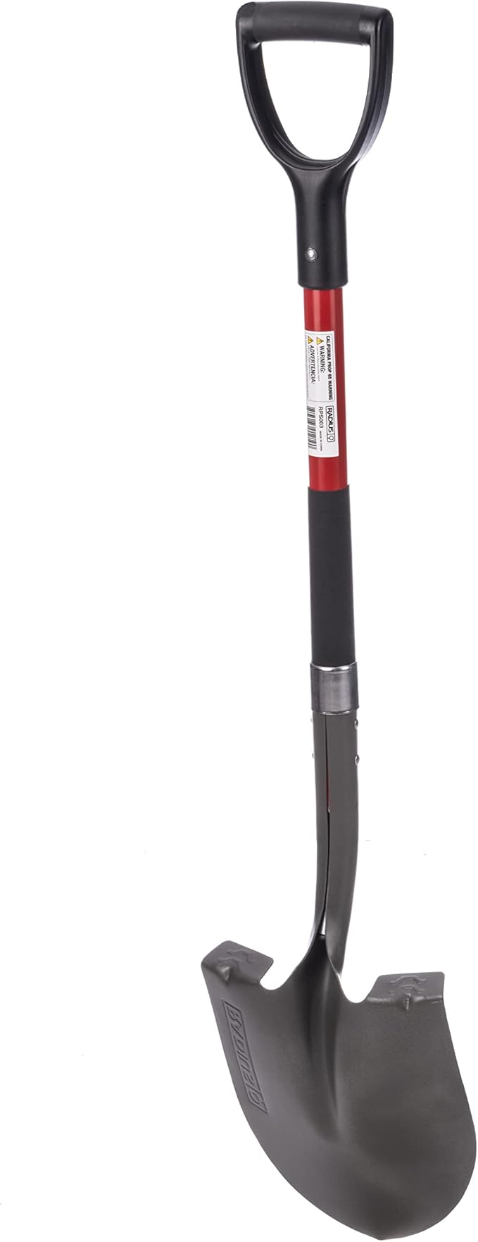 Radius Premium D-Handle Round-Point Shovel, Fiberglass Shaft