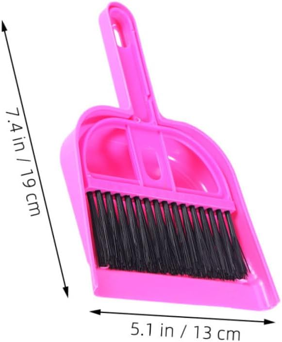 Mini Dustpan and Brush Set for Small Pets Cage Cleaning, 10pcs Bright Pink and Blue, Handheld Mini Broom and Dustpan for Hamsters, Chinchillas, Hedgehogs, and Reptile Habitat